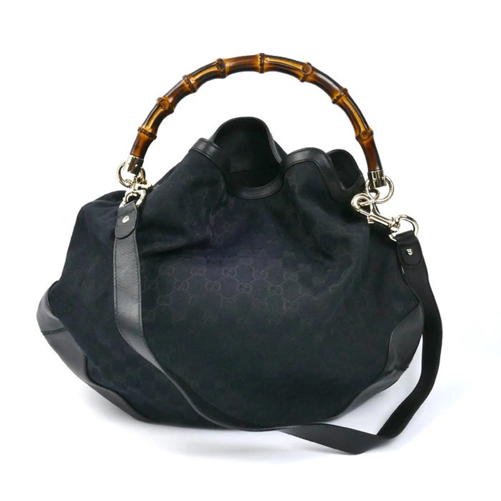 Gucci Bamboo Leather Shoulder Bag Black